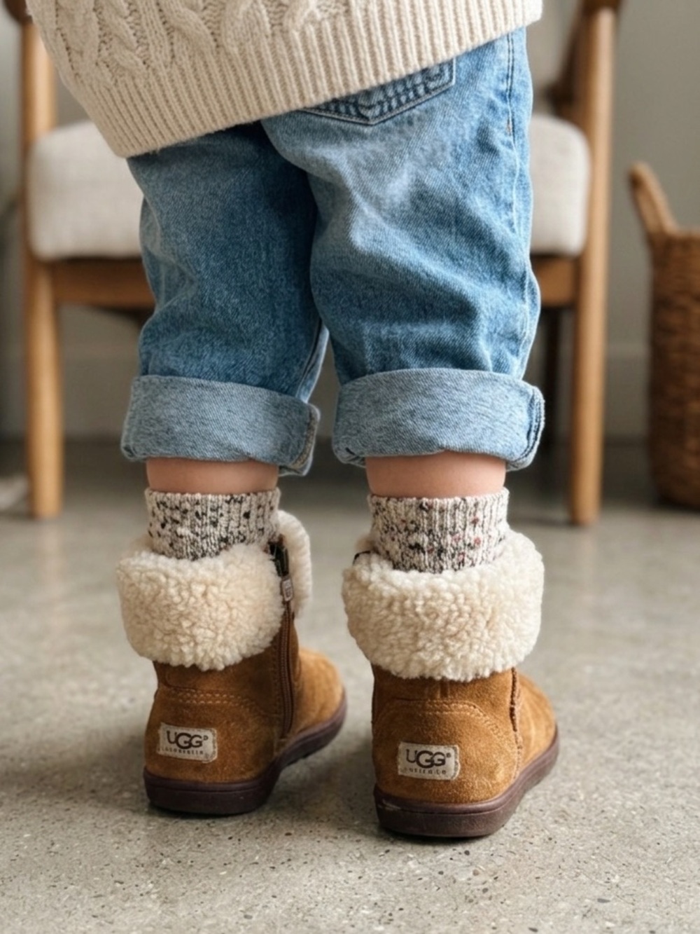 UGG Australia Toddler Cassie Suede Shearling Boots Chestnut Size 7 Cozy Fall